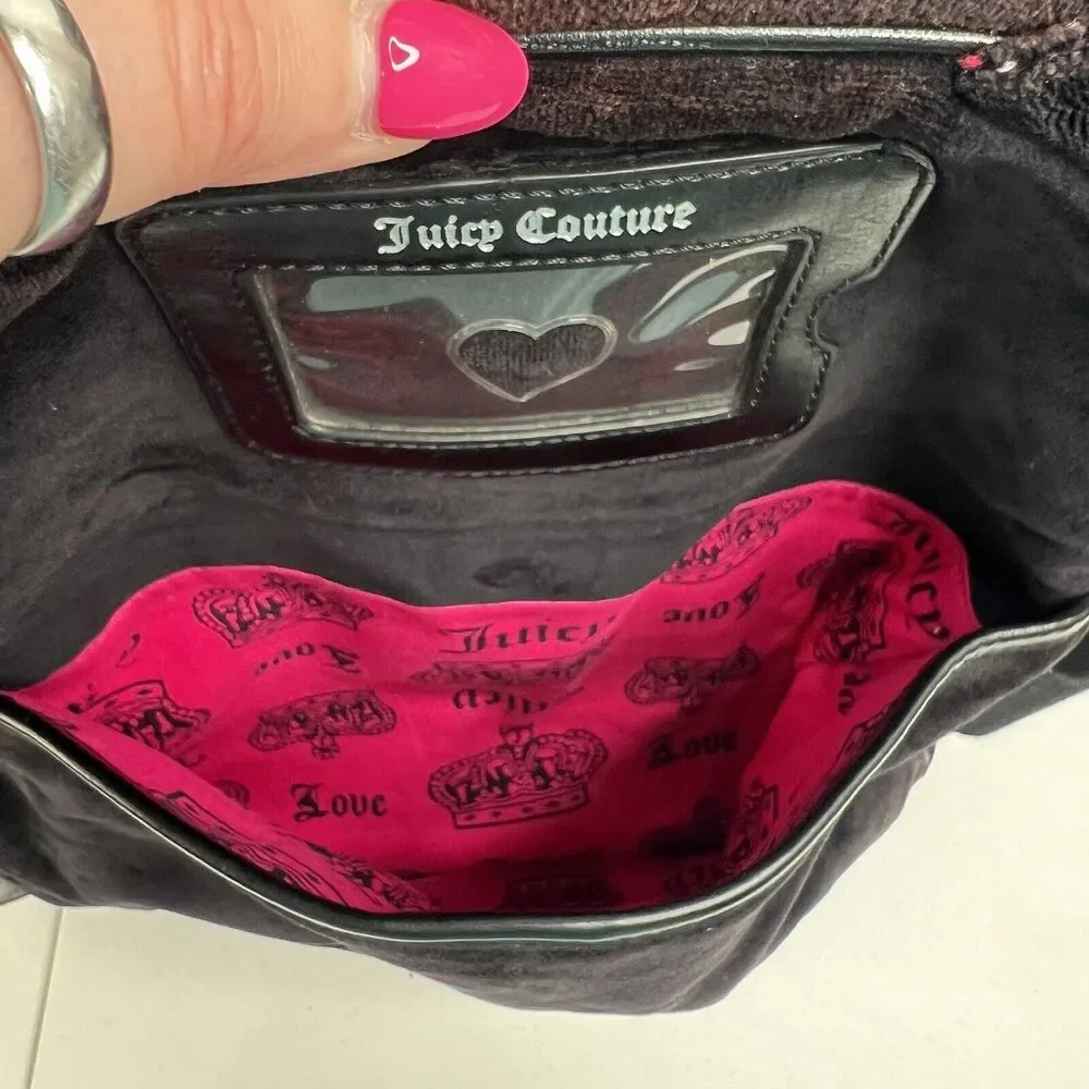 Y2K‎ Vintage JUICY COUTURE Black Velour Backpack Bookbag Weekend Bag Travel